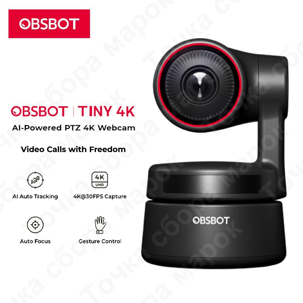 OBSBOT Web-камера TINY 4K, черный матовый - купить с доставкой по выгодным  ценам в интернет-магазине OZON (1136109405)