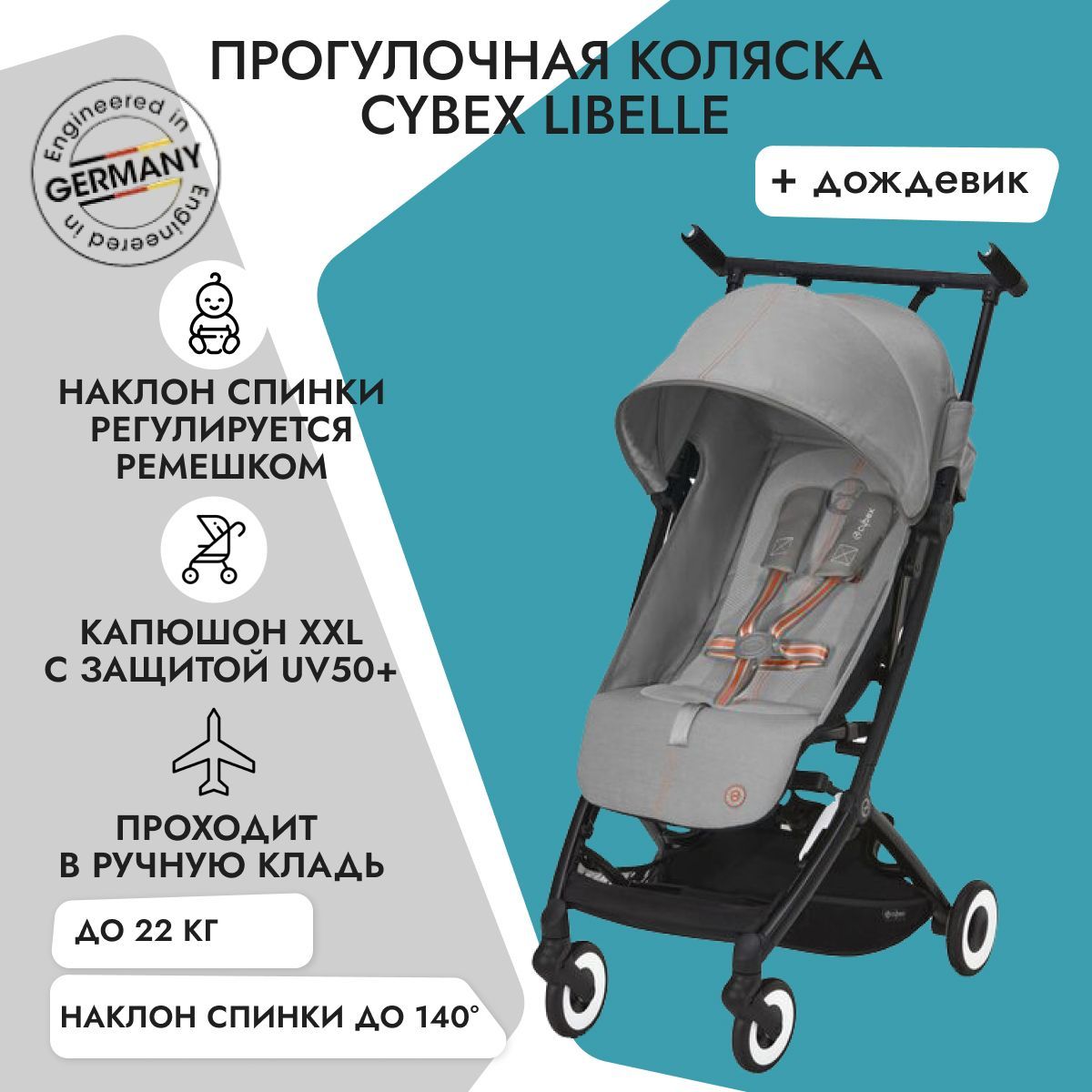 Cybex Libelle Lava Grey с дождевиком, для путешествий, проходит в ручную  кладь - купить с доставкой по выгодным ценам в интернет-магазине OZON  (989705636)