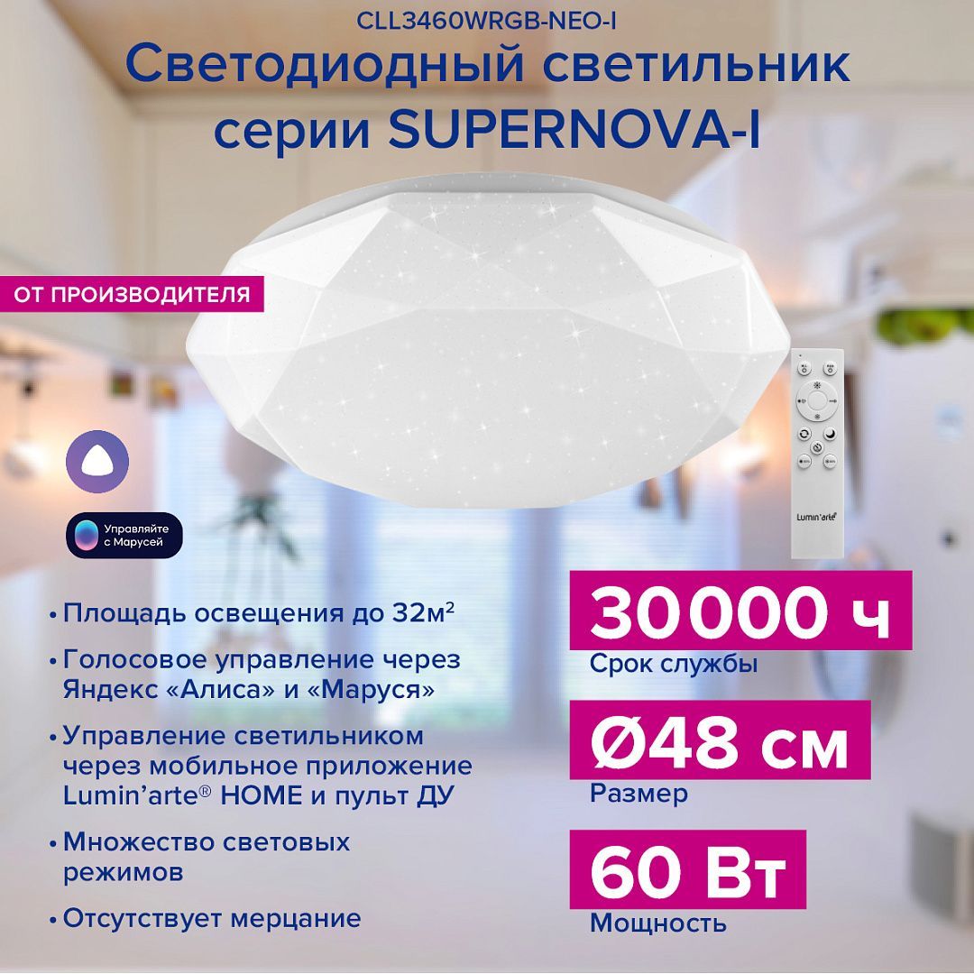 Потолочный светильникluminarteNEO, LED - купить по выгодной цене в  интернет-магазине OZON с доставкой (1250450900)