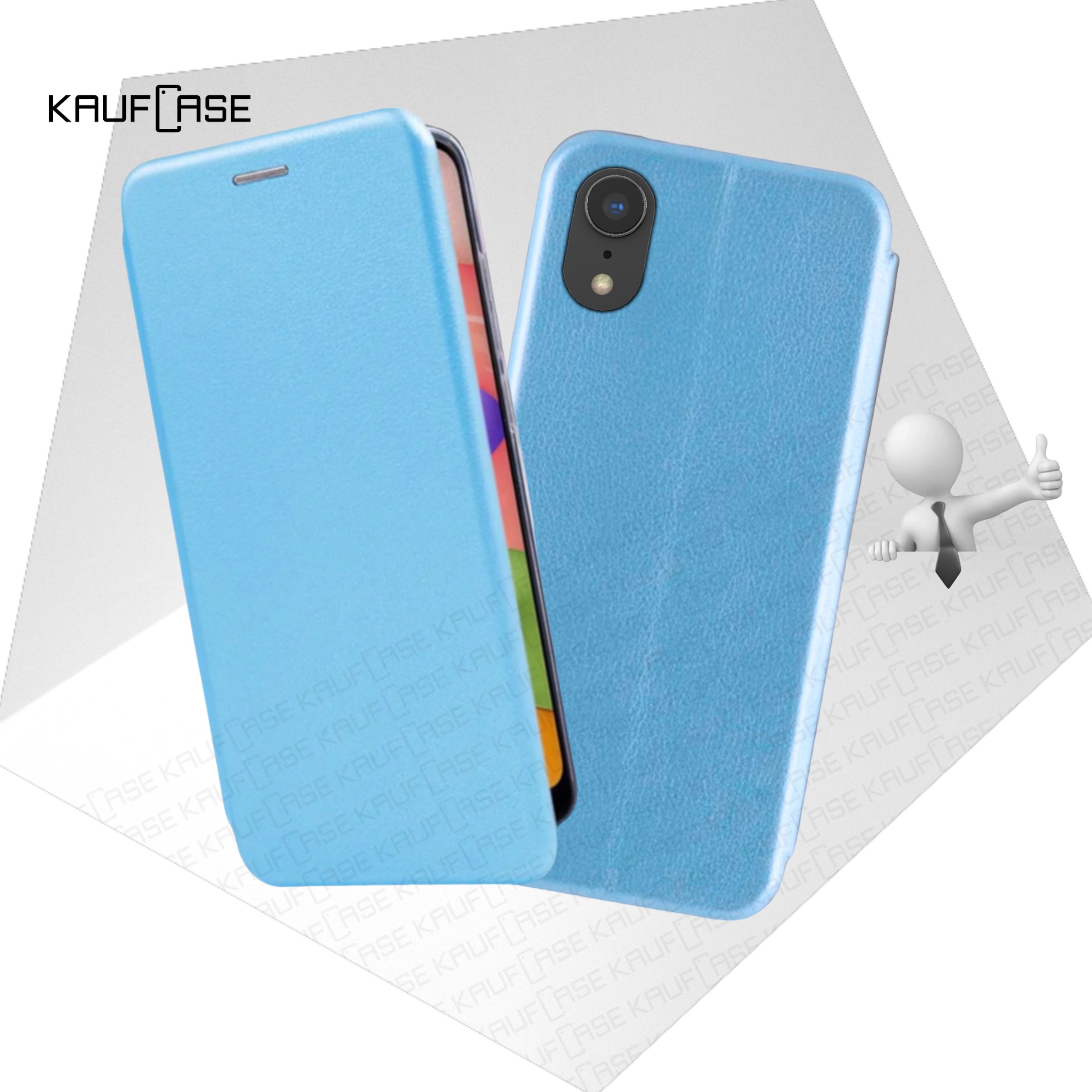 Чехол книжка KaufCase для телефона Apple iPhone XR (6.1"), голубой. Трансфомер