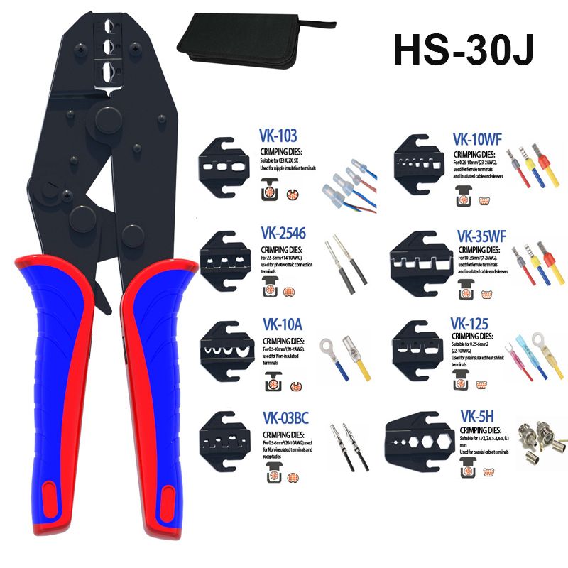 HS-30JОбжимныеклещиОбжимныеинструментыНаборкомбинированныхинструментовс8губками