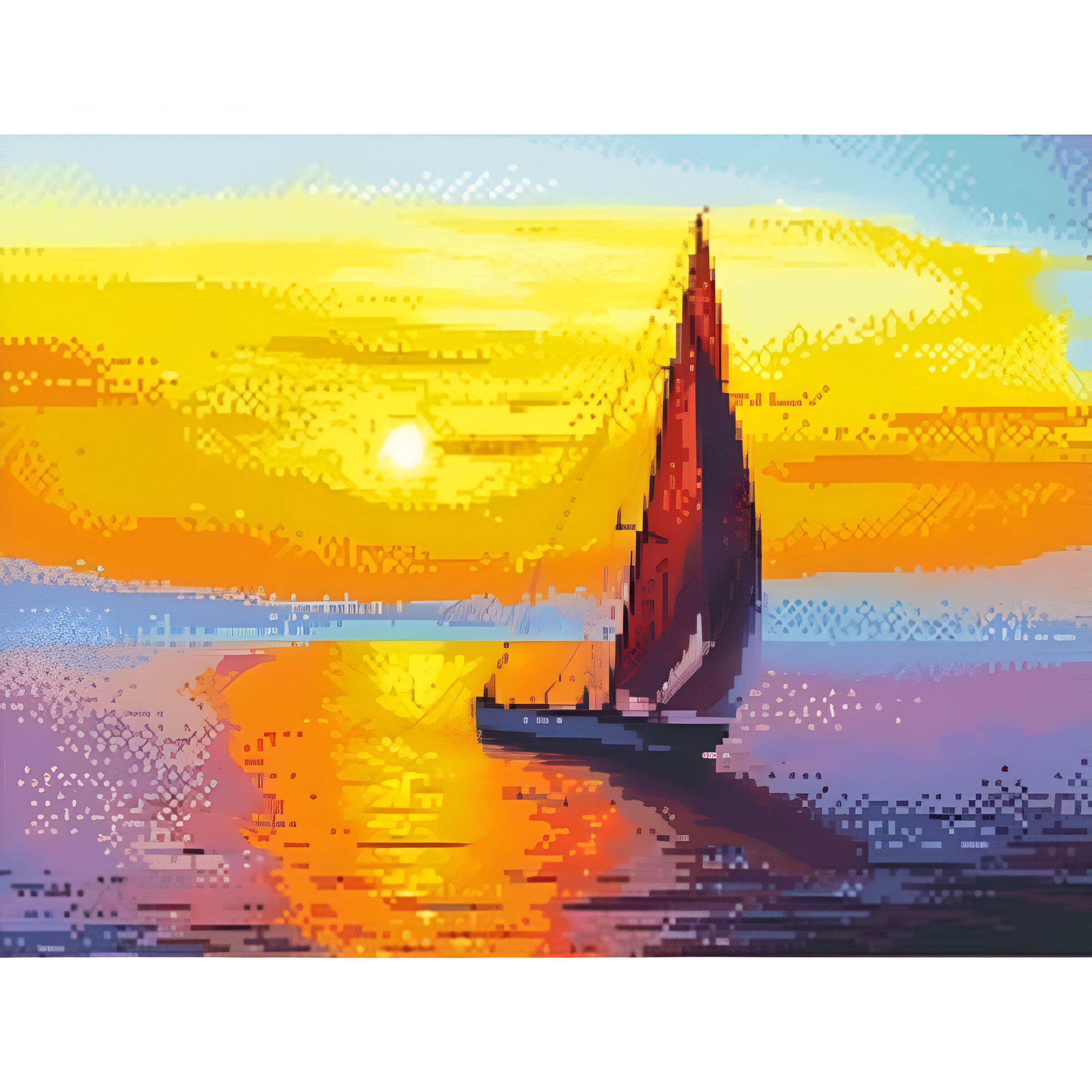 Рассвет схема. Вышивка бисером закат. Схема вышивки закат. Вышивка бисером Парус на закате. Вышивание крестом Парус.