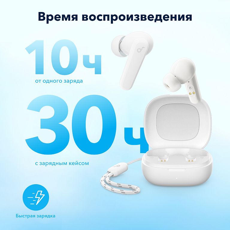 НаушникибеспроводныеTWSAnkerSoundcoreR50i/P20i,монорежим,эквалайзер.Белый