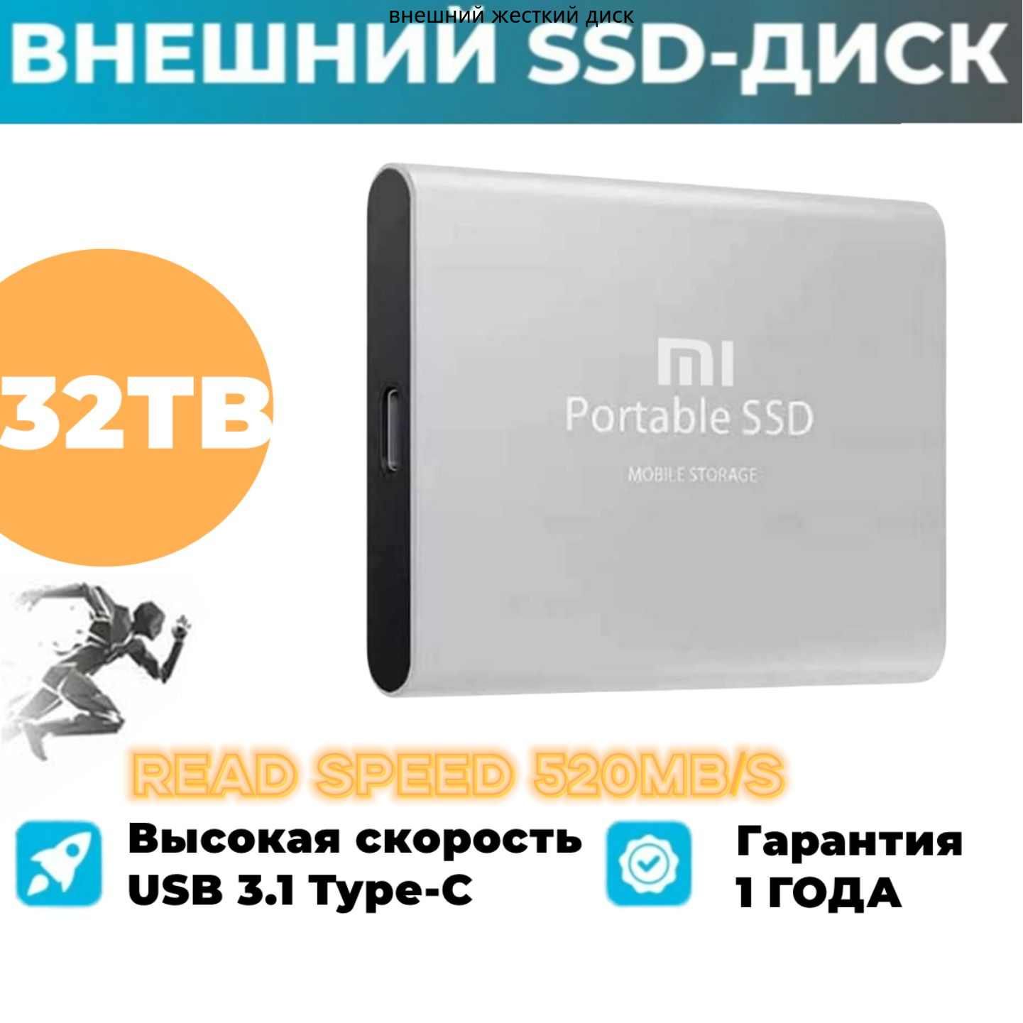 Внешний SSD-диск Внешний SSD, 32 ТБ - купить по выгодной цене в  интернет-магазине OZON (1361399471)