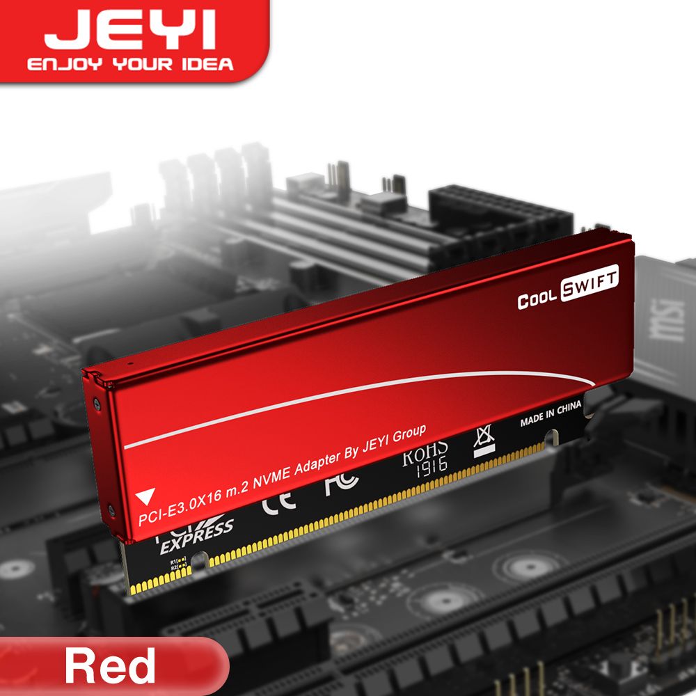 JEYIM.2NVMEExpansionCardAdapterPCIE4.0X16,pciex16Gen4,красныйалюминиевыйкорпус