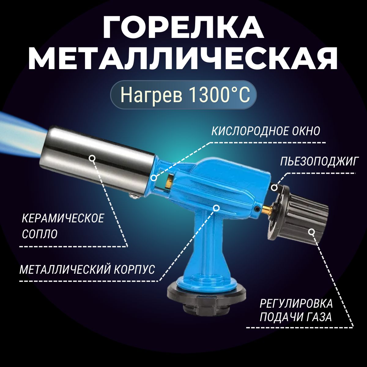 Газовая горелка с пьезоподжигом (металлический корпус)/ Туристическая  горелка насадка для газового баллона - купить по выгодным ценам в  интернет-магазине OZON (943342872)