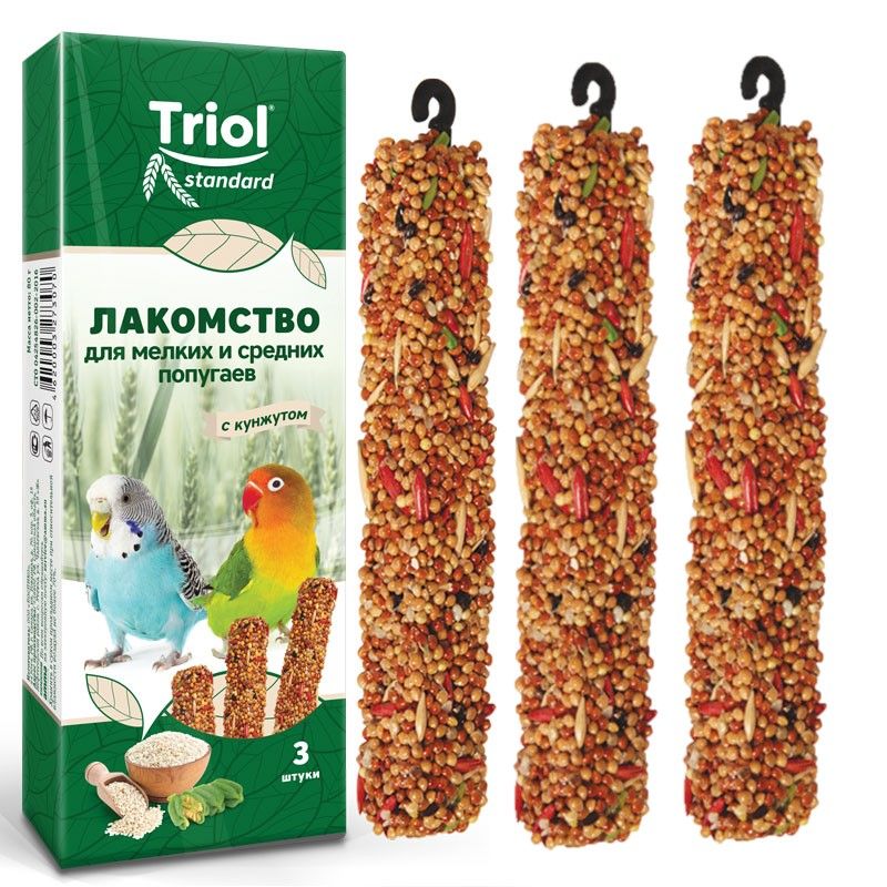 Лакомство для мелких и средних попугаев с кунжутом (уп. 3 шт), 80г, Triol Standard