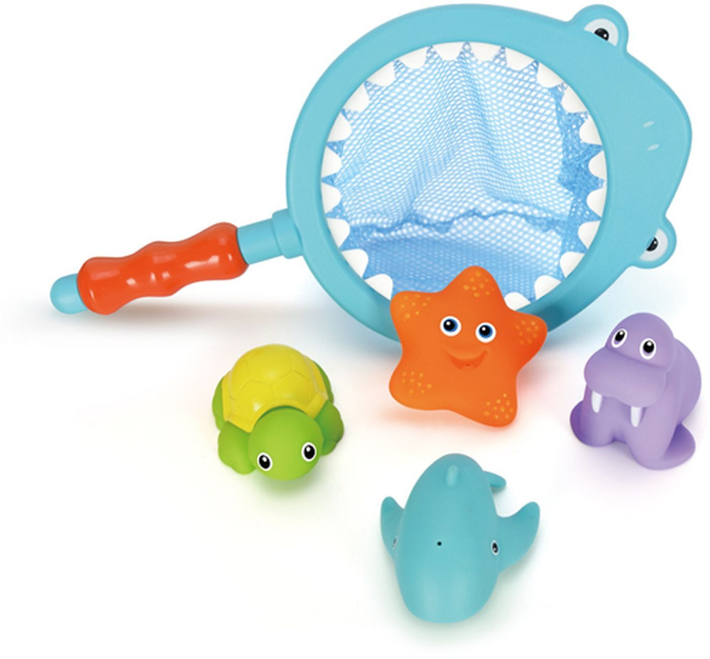 Игрушка для ванной Жирафики Рыбалка Акула, с 4 брызгалками, 939818, голубой  #1