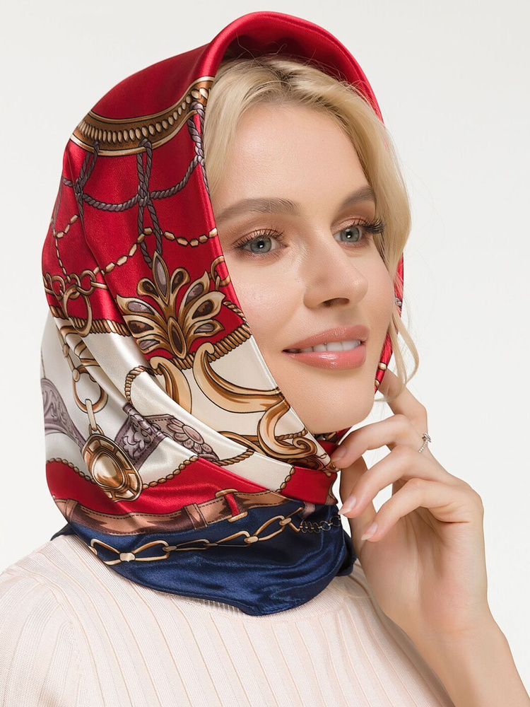 Шелковый платок на голове