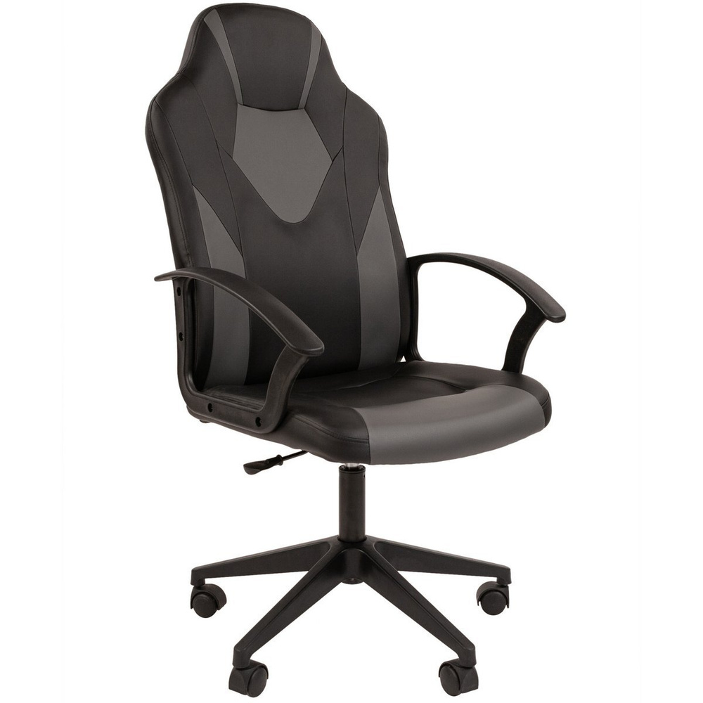 Игровое компьютерное кресло СТАНДАРТ СТ-17 ГЕЙМ, геймерское кресло, экокожа, черный/серый  #1