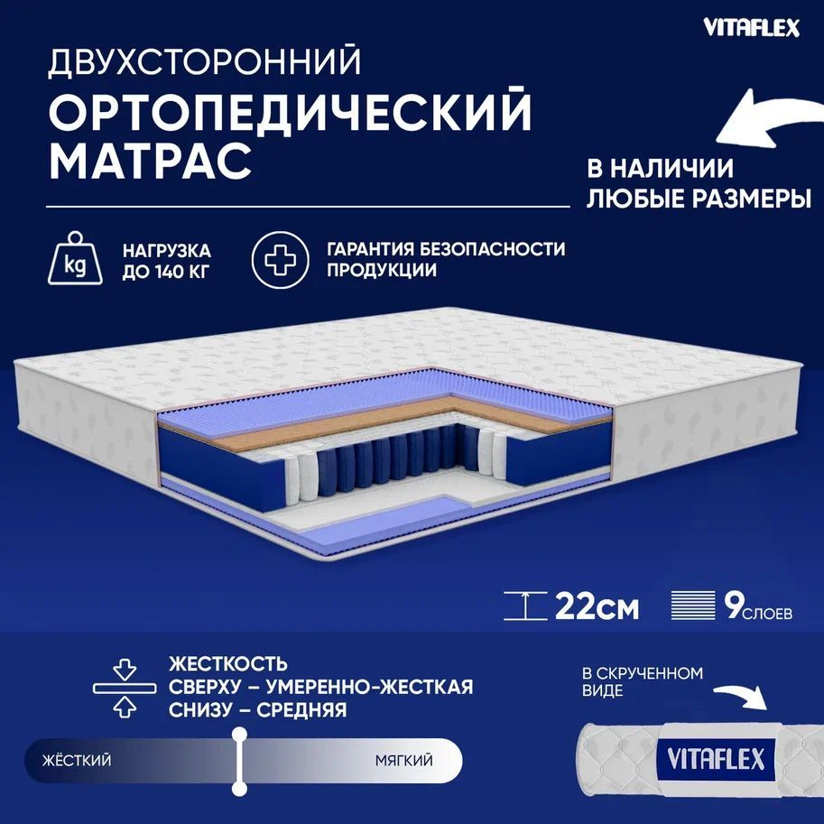 VITAFLEX Матрас Ортопедический матрас VITAFLEX Medicine MSk 165x180, независимые пружины, разной жесткости, #1