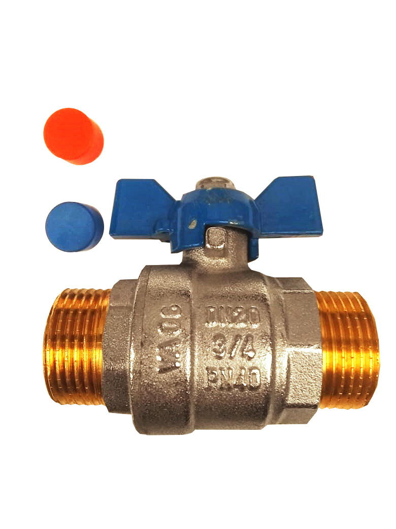 Кран шаровый SGL латунный никелированный3/4\" бабочка, наружняя резьба ...