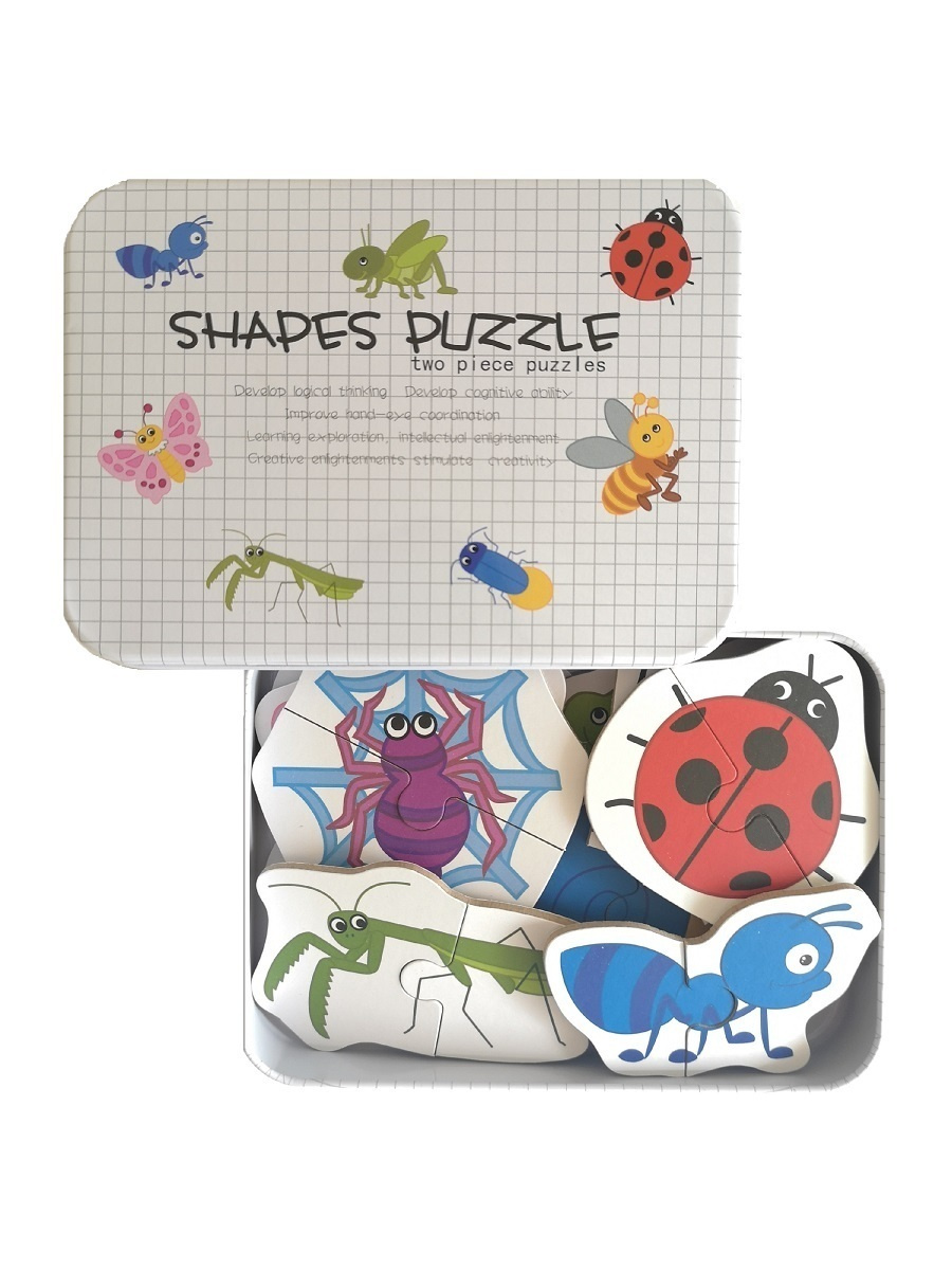 Развивающие пазлы в жестяной коробке набор - НАСЕКОМЫЕ SHAPES PUZZLE 26 ...