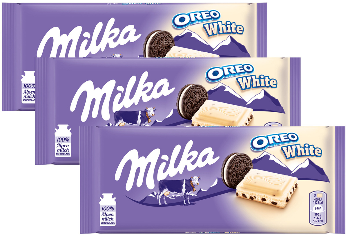 Шоколадная плитка Milka Oreo White / Милка Орео Вайт 3 шт. 100 г ...