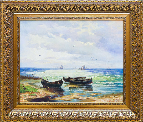 Картина маслом "Взморье. Рыбацкие лодки" Чугунов - купить по низкой ...