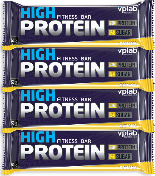 Батончик протеиновый Vplab Nutrition 40% High Protein Bar, банан, 4 шт ...