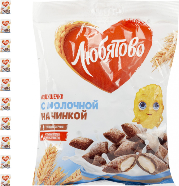 Готовый завтрак Любятово Подушечки с молочной начинкой 175 г (комплект ...