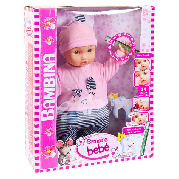 Кукла DIMIAN Bambina Bebe Пупс "Мой первый зуб" звуковые эффекты 46 см ...