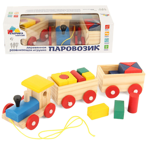 Деревянная игрушка Фабрика Фантазий паровозик с фигурами "Чух-Чух ...