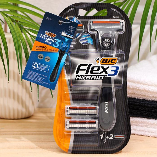 Набор BIC Hybrid 3 Flex, станок для бритья, + 2 кассеты с 3 лезвиями ...