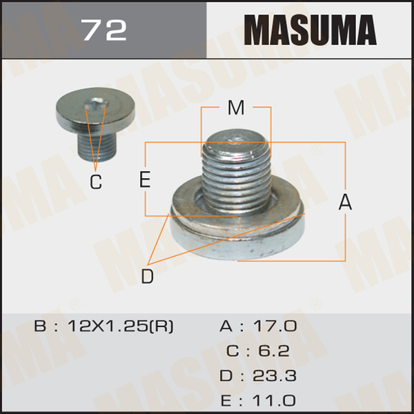 Болт слива масла M12 x 1.25 AКПП Toyota; Lexus MASUMA купить на OZON по ...