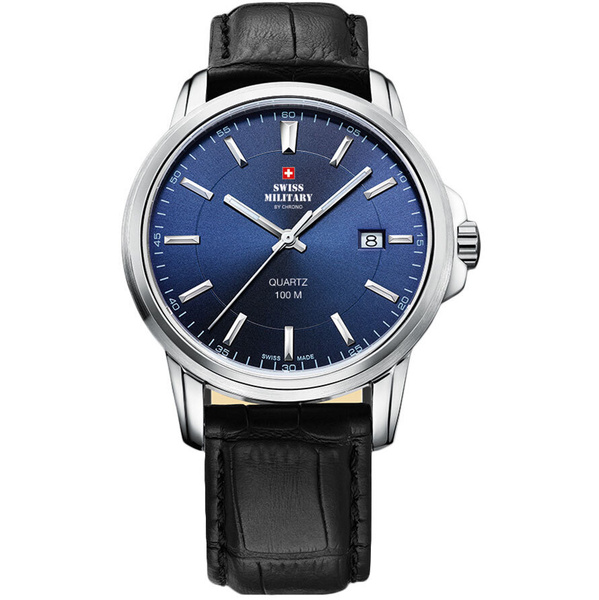 Swiss Military Orologio Uomo SM34039.05 – Cassa Acciaio Oro, Quadrante Bianco, Quarzo, Impermeabile 100m, Bracciale Argento