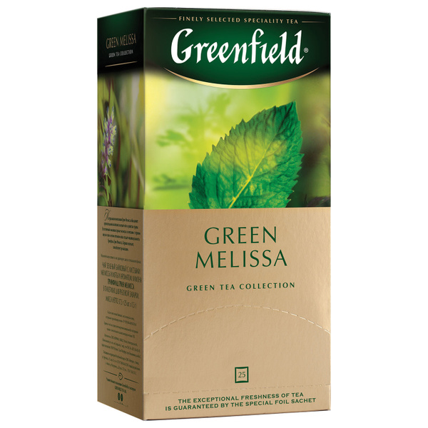 Чай GREENFIELD (Гринфилд) "Green Melissa", зеленый, 25 пакетиков в ...
