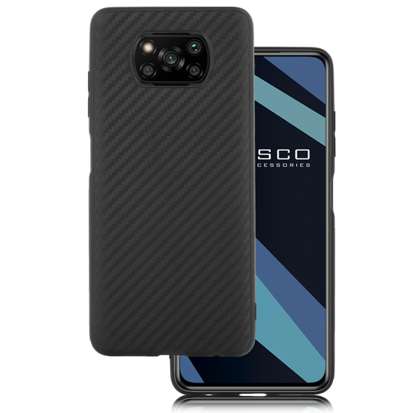 Тонкий силиконовый чехол с текстурой карбон для Xiaomi Poco X3 NFC и ...