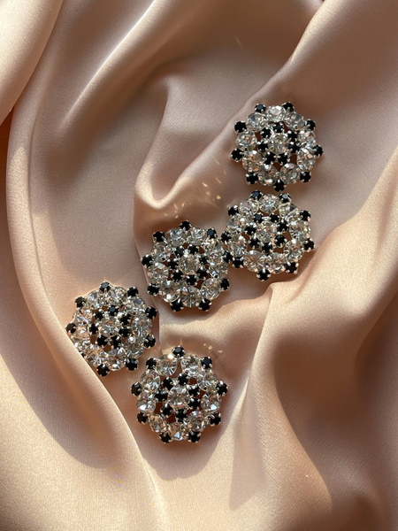 Пуговицы стразы черно-белые 22 мм., 5 штук - купить с доставкой по ...