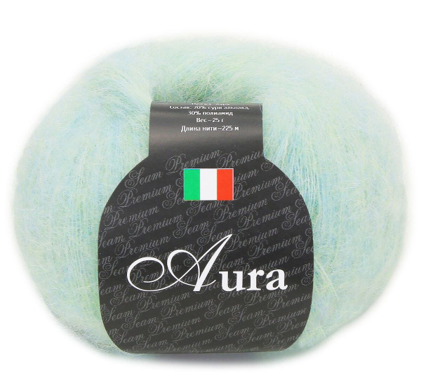 Пряжа Seam Aura (Аура): 823 (Мята Меланж) / 3 шт / 225 м / 25 г / сури ...