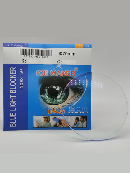 Линза для очков 1шт ICE MAKER 0.00 нулевка (без диоптрий), d 70, index ...