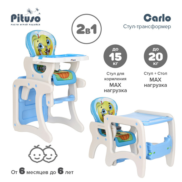 Детский стульчик-трансформер для кормления Pituso Carlo с регулировкой ...