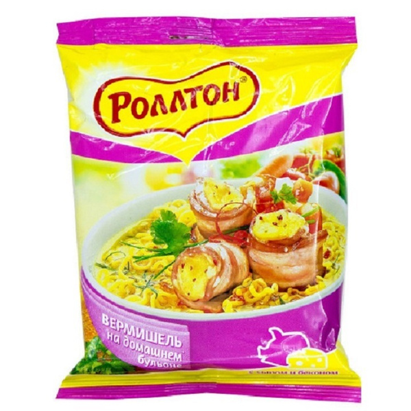 Вермишель быстрого приготовления (с сыром и беконом) 60гр Роллтон 21шт ...