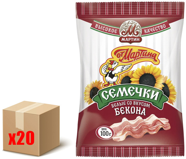 Семечки От Мартина белые премиум со вкусом бекона, 100г х 20шт - купить ...