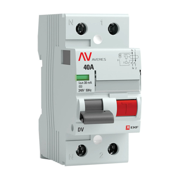 УЗО EKF Averes DV 2P 40 А 30 мА 10 кА AC rccb-2-40-30-ac-av - купить с ...