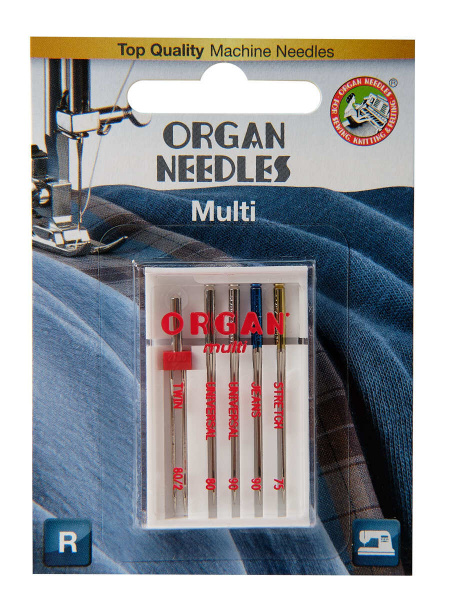 Иглы для швейных машин ORGAN, MULTI №80/2, 80-90,90,75, 5 шт. арт ...