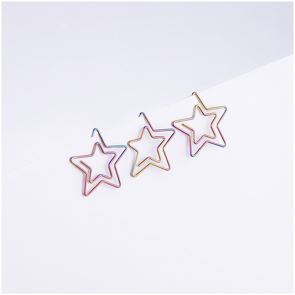 Скрепки фигурные 25мм Meshu "Stars" 6шт пакет с европодвесом 1 шт ...