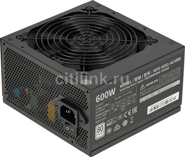Блок питания CoolerMaster MWE White 600W V2 (MPE-6001-ACABW-EU) черный ...