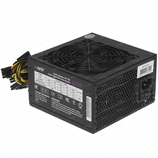 Блок питания HIPER HPT-450 (HPT-450) черный - 450 Вт, EPS12V, 20 + 4 ...