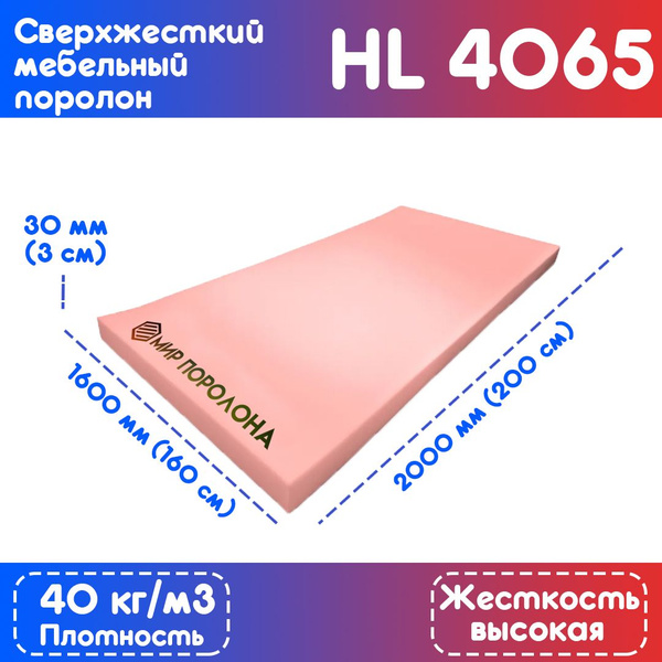 Поролон сверхжесткий мебельный HL 4065 1600*2000*30 мм купить по ...