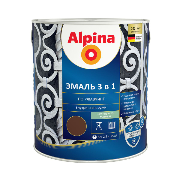 Грунт-эмаль Alpina 948103622 Быстросохнущая, Гладкая, Алкидная ...