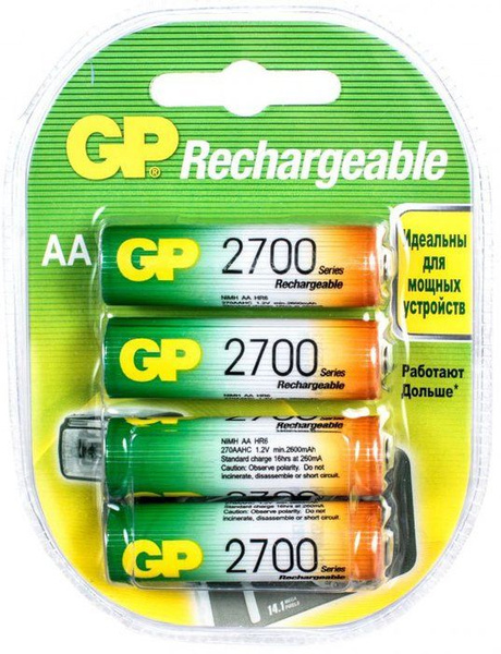 Аккумулятор GP 270AAHC-2DECRC4, AA, NiMH, 2700mAh, 4 шт - купить с ...