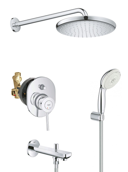 Душевая система с тропическим душем и изливом Grohe BauClassic ...