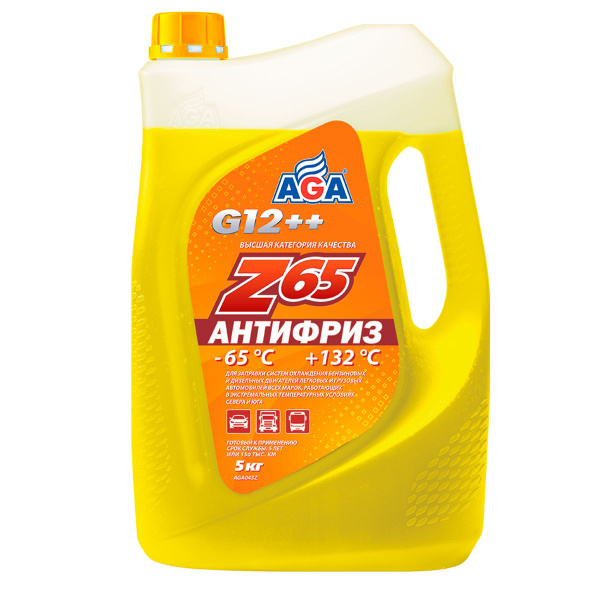 Антифриз AGA Z65 G12++ желтый 5 л. купить на OZON по низкой цене ...