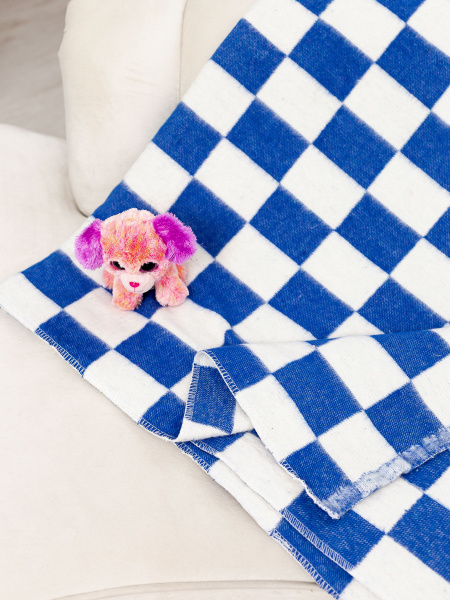 Одеяло байковое , хлопок 100% , детское 100х140 синяя клетка - купить с ...