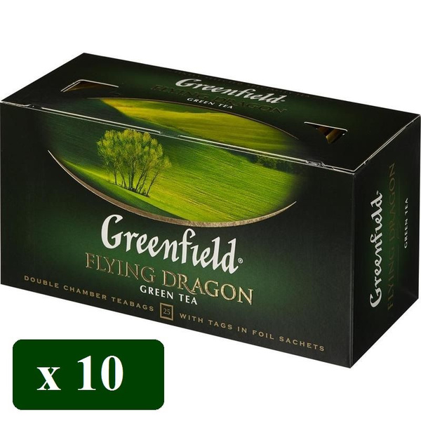 Чай Greenfield Flying Dragon зеленый 25 пакетиков по 2гр*10 уп ...