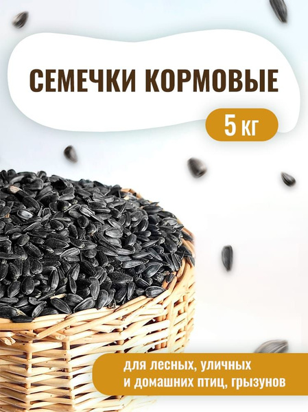 Семечки подсолнечника 5 кг. Сырые, неочищенные. Корм для лесных уличных ...