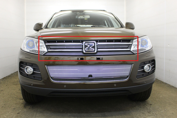Защита радиатора верх хром Zotye T600 (2016-2021) (3 частей) / съемная ...