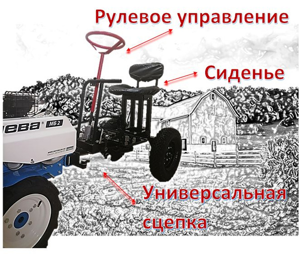 Адаптер задний с рулем АМ-2 для мотоблока