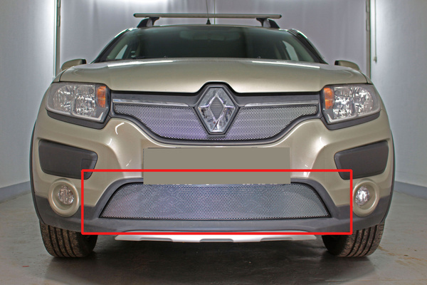 Защитная сетка радиатора низ хром Renault Sandero (2014-2018) только ...